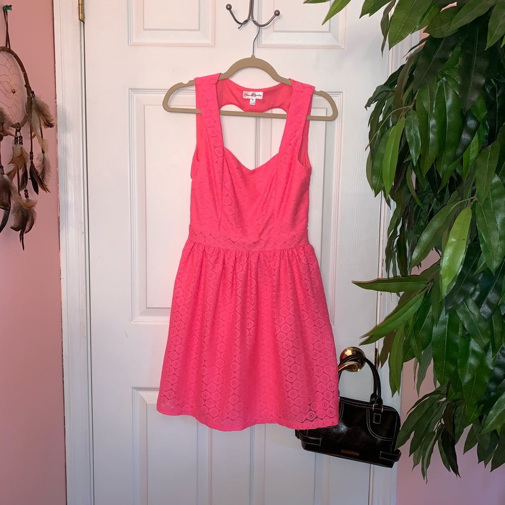 Emerald Sunday- Open Heart Back Pink Dress
